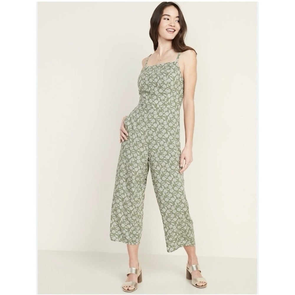Old Navy Floral Green Jumpsuit